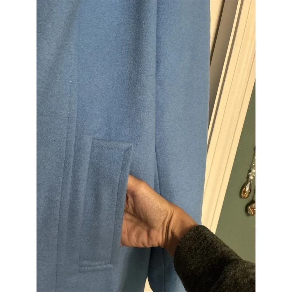 Lands End Pea Coat Women 18 Blue Wool Blend Pockets Long Preppy Classic Jacket